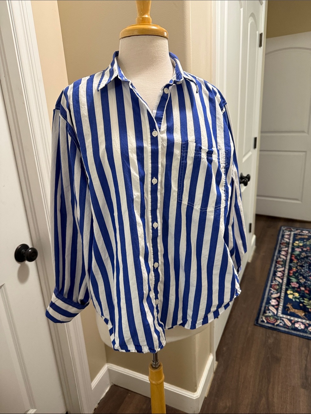 J.Crew Garcon classic Blue and White Vertical Stripe Button-Down Shirt - Picture 2 of 8